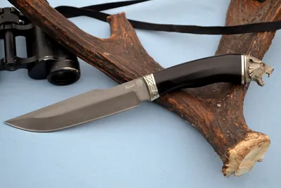 Нож Медведь Premium (дамаск 20 000 слоёв, стабилизированная карельская  берёза, мозаичный пин под темляк)