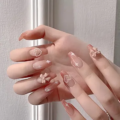 Pink and White French Tip With 3D Flowers Press on Nails Set - Etsy