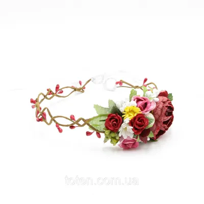 Ободок с цветами «Бело-розовые розы»