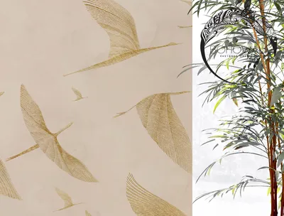 Фотообои / флизелиновые обои Абстракция с золотыми птицами: китайская  живопись 4 x 2,7 м - купить по выгодной цене в интернет-магазине OZON  (356306038)
