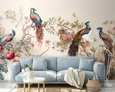 Фотообои Цветы и птицы на стену. Купить фотообои Цветы и птицы в  интернет-магазине WallArt