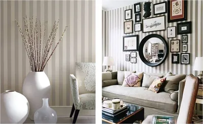 Обои в полоску: реальные фото примеры красивых сочетаний и вариантов  комбинирования полосатых стен в интерьере современных комнат