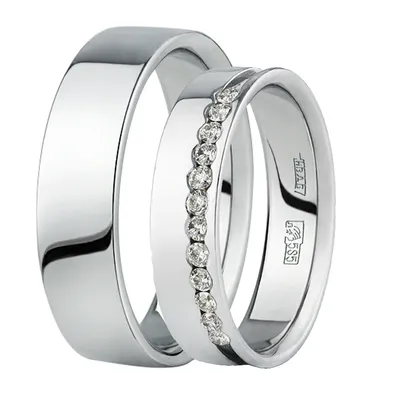 Обручальное кольцо из белого золота с бриллиантами - КАМЕЯ