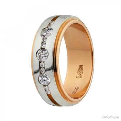 Купить обручальное кольцо 10-206-Ю14396 (Россия, материал: комбинированное,  несколько бриллиантов) - Ювелирная компания Юверос в Челябинске