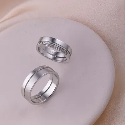 Женское двойное кольцо из белого золота с бриллиантами (Вес: 8 гр.) |  Купить в Москве - Nota-Gold