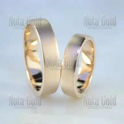 Плоские обручальные кольца классические с матовой поверхностью (Вес пары:  12 гр.) | Купить в Москве - Nota-Gold