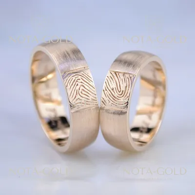 Обручальные кольца из золота двух цветов с бриллиантами и отпечатком пальца  (Вес пары:11 гр.)