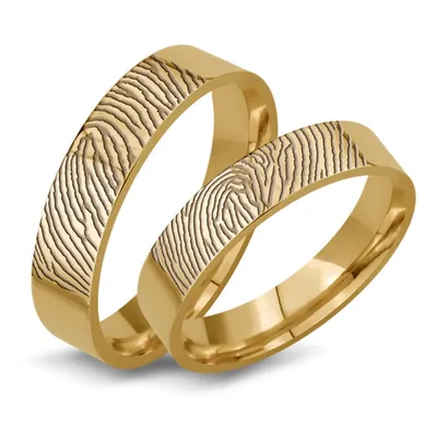 Обручальные кольца с отпечатками пальцев в белом золоте