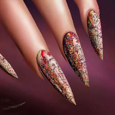 Длинные ногти. Дизайн ногтей. Акриловая лепка. Стразы. Роспись ногтей. AS.  | Nail designs, Nail art, Ear cuff