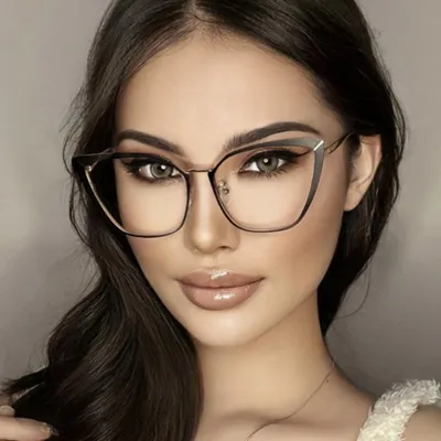 Купить Женские очки с защитой от синего света, модные индивидуальные ретро  литературные классические однотонные очки «кошачий глаз», студенческие  повседневные очки для путешествий и путешествий | Joom