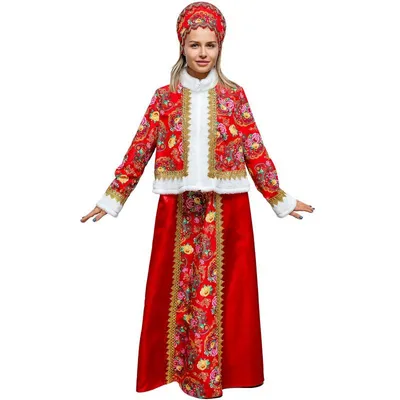 Взрослый красный костюм Масленица 5026 к-23 сарафан с кокошником и платком  для девочки в интернет магазине
