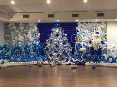 Оформление шарами фотозона из белых и голубых шаров 2 на 2,5 метра купить в  Москве - заказать с доставкой - артикул: №1575