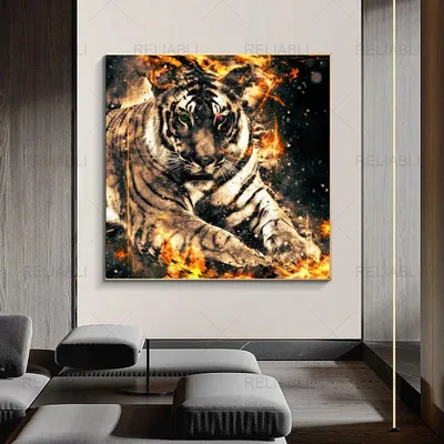 Огненный Тигр — стоковая векторная графика и другие изображения на тему Тигр  - Тигр, Огонь, Пламя - iStock