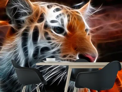 Огненный злой тигр Обои для рабочего стола 1920x1080