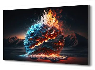 Интерьерная картина \"Огонь и лед\" (75*50см), натуральный льняной холст.  PRC-1619 - купить по низкой цене в интернет-магазине OZON (944238479)