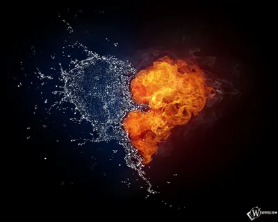 Скачать обои Сердце из огня и воды (Вода, Огонь, Любовь, Сердце) для  рабочего стола 1280х1024 (5:4) бесплатно, Обои Сердце … | Fire heart, Water  art, Love wallpaper