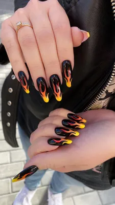 полное покрытие прохладный огонь узор короткие балерины накладные ногти  черный короткий пламя пресс на ногтях| Alibaba.com