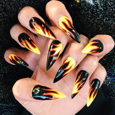 Nail Design on wet gel varnish Fire. Fire gel polish manicure - YouTube