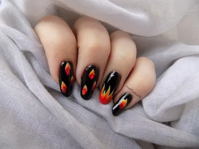 Дизайн ногтей с огнем - 65 фото