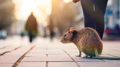Накаченная огромная крыса с серым …» — создано в Шедевруме