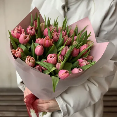 Огромный букет розовых тюльпанов - 75 фото