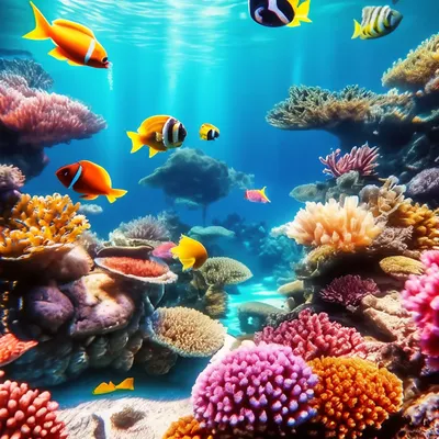Океан, под водой кораллы и …» — создано в Шедевруме