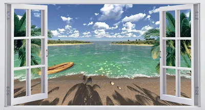 Фотообои Окно с видом на море на стену. Купить фотообои Окно с видом на море  в интернет-магазине WallArt