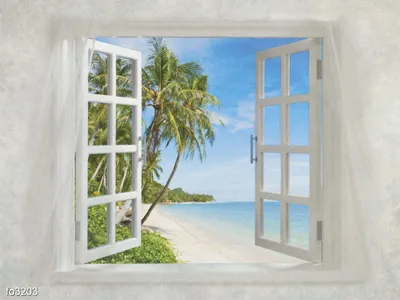 Фотообои \"Окно с видом на море и пляж\" - Арт. 901689 | Купить в  интернет-магазине Уютная стена
