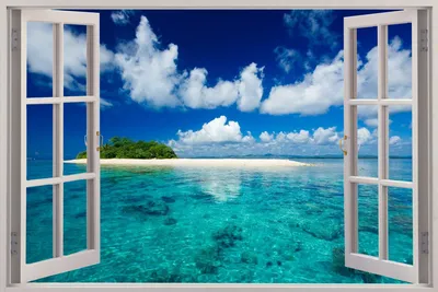 Фреска и фотообои Окно с видом на пляж (3203)