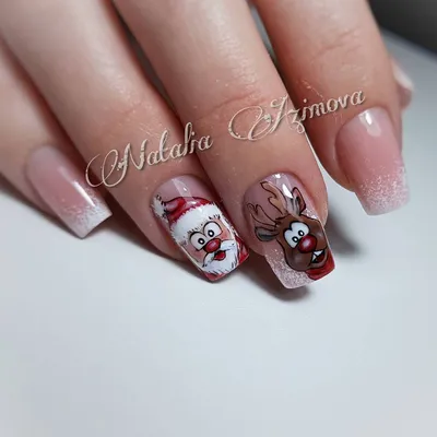 олень на ногтях | Manicura de uñas, Uñas de colores decoradas, Uñas  decoradas navideñas