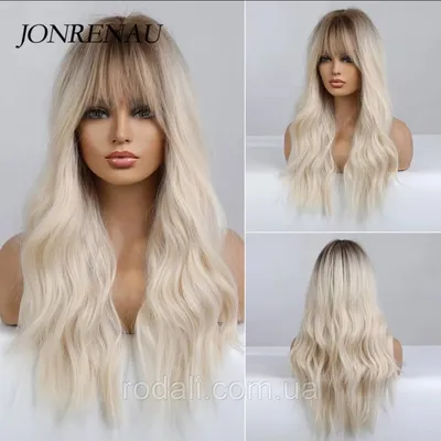 Купить ALAN EATON Длинные женские парики с челкой Ombre Коричневые  платиновые блондинки Парики с боковой частью Синтетические волнистые парики  для афроамериканских женщин | Joom