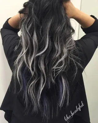 60 Ideas of Gray and Silver Highlights on Brown Hair | Hair color for black  hair, Black hair with highlights, Underlights hair