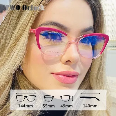 2023 Роскошная брендовая розовая оправа для очков кошачий глаз женские  модные очки без рецепта оптические оправы lunette anti lumiere синие |  AliExpress