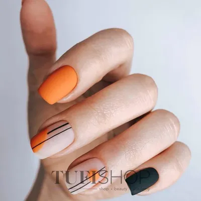 Маникюр оранжевый с белым | Nail designs, Nail art, Nail colors