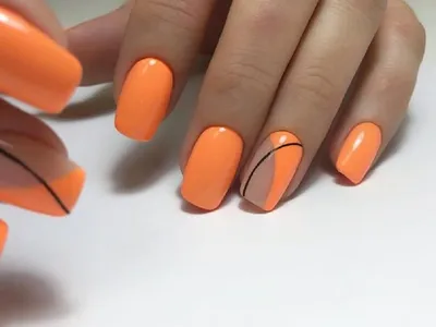 Оранжевый маникюр / с фруктами - 8 фото ногтей 2024