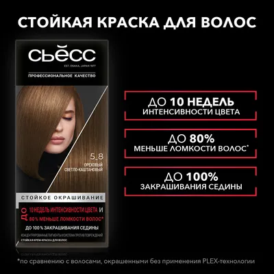 Крем - краска Syoss Color стойкая для волос 5-8 Ореховый светло-каштановый  50мл в интернет-магазине Улыбка Радуги.