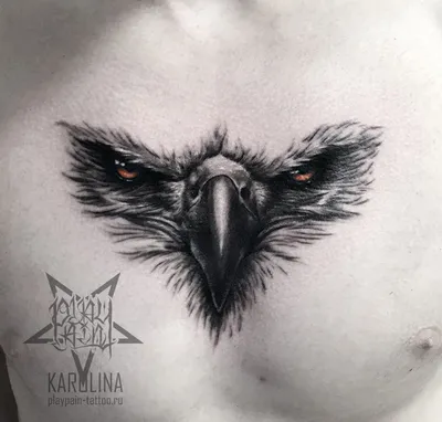 Татуировка мужская графика на груди орел со стрелами 4472 | Art of Pain
