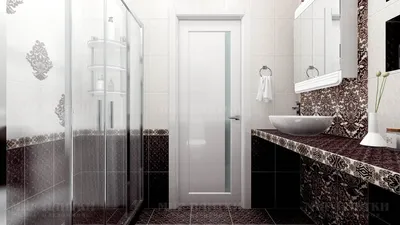 Ванная комната и туалет в черно-белой плитке Керамин - Органза и Монро
