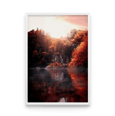 Красивый осенний лес отражается в зеркале пруда Stock-Foto | Adobe Stock