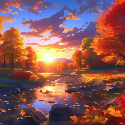 Осенний закат на реке Обь. Россия,Сибирь,Новосибирская область фотография  Stock | Adobe Stock