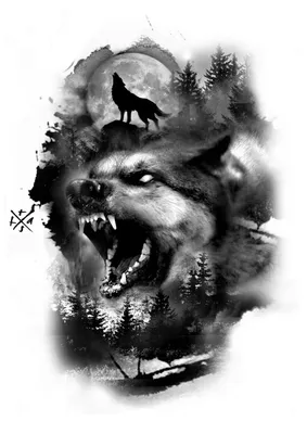 Эскиз волк и горы - 80 фото