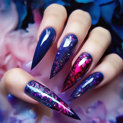 ФИОЛЕТОВЫЙ МАНИКЮР С ФИОЛЕТОВЫМИ БЛЕСТКАМИ | Purple nails, Swag nails, Long  nails