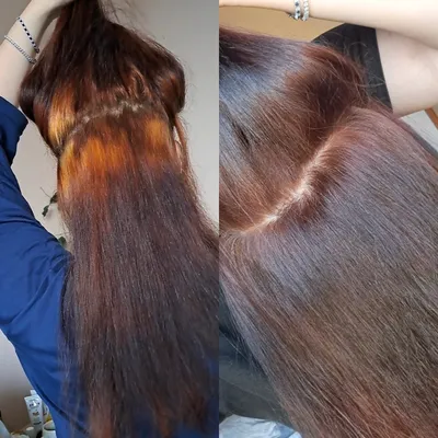 Нюансы окрашивания волос при выходе из черного цвета (после смывки).