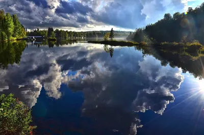 Фотообои на стену купить НОЧЬ ВОДА ОБЛАКА ОТРАЖЕНИЕ - 3d-linker.ru