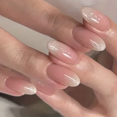 35 Nude Nails with White Details : White Swirl + White Polish Oval Nails I  Take You | Wedding Readings | Wedding Ideas | Wedding Dresses | Wedding  Theme