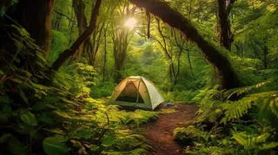 Зеленая палатка в лесу - 63 фото