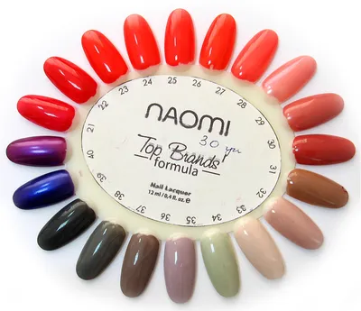 Палитра цветов лаков для ногтей Naomi - посмотреть цвета лаков Naomi вживую