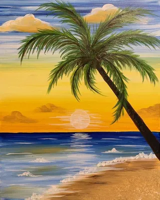 Фрески на стену Пляж, Пляж под пальмами, Пальмы, aртикул: 9 AB0005