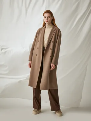 Пальто шерстяное двубортное ELIS (арт. PD0041 , цвет Ореховый) - купить за  5 999 ₽ в интернет-магазине elis.ru