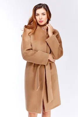 Женское пальто драповое приталенное коричневое - Мишель Вологда
